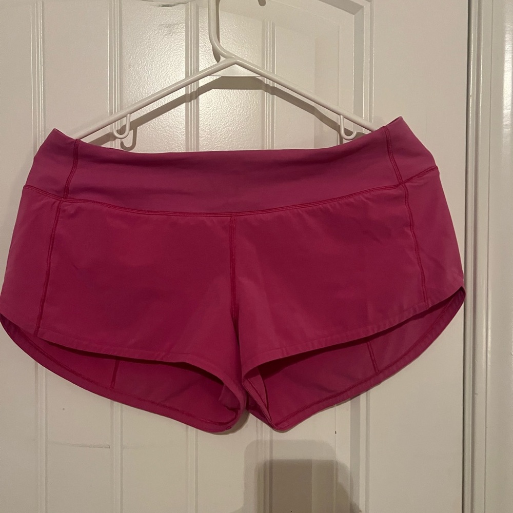 Lululemon Athletica Pink Athletic Shorts with Curved Hem